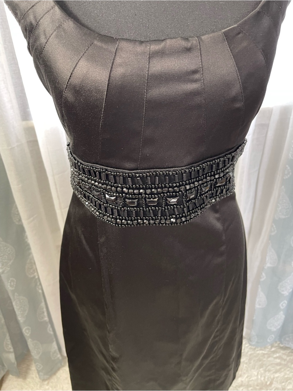 Bisou Bisou Black Strapless Dress with Beaded Waistband